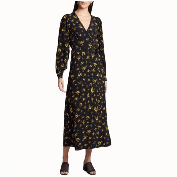 Ganni Printed Crepe Wrap Maxi Dress - Size: 2/4 - Picture 4 of 17